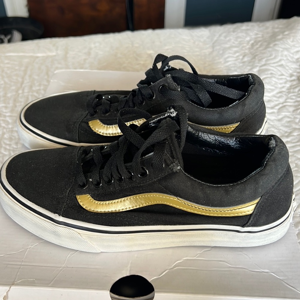 Gold and Black Vans Sneakers